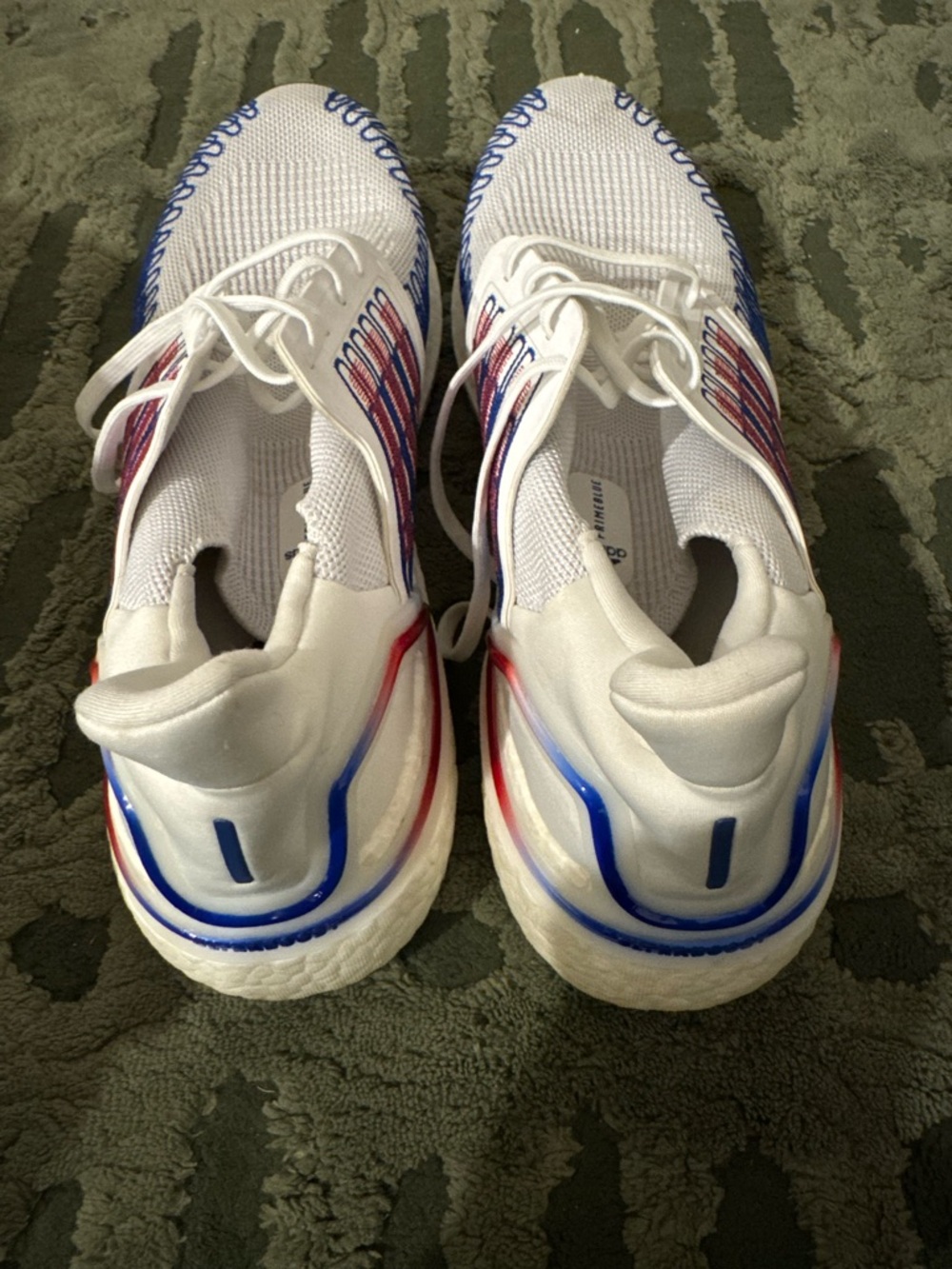 adidas White Primeblue Knit Sneakers with Blue & Red Details - Picture 4 of 6